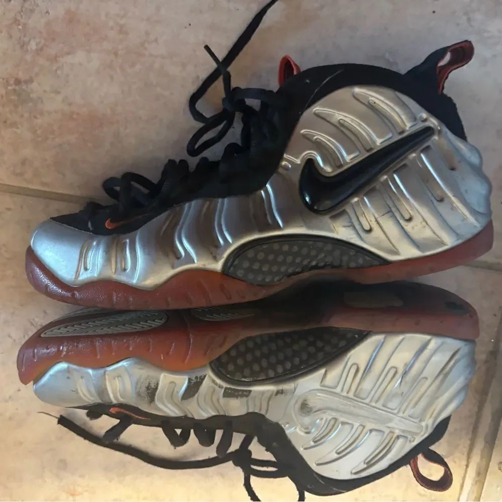 Nike Air Foamposite sneakers Pro Bright Crimson Silver Grey rare y2k shoes 10.5